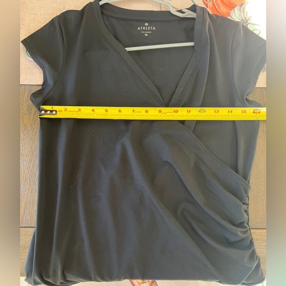 ATHLETA Nectar Black Sleeveless Faux Wrap Knee Length Dress Size MEDIUM - Picture 4 of 4